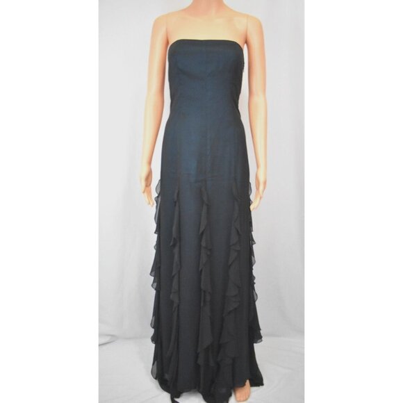 Vintage Laundry Shelli Segal Asymmetric Silk Maxi Sz 2 Whimsigoth Y2K Fairy Goth - Picture 1 of 11